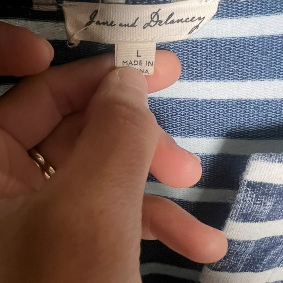 Jane and Delancey Navy White Striped Short Sleeve Dress Size L - Picture 5 of 5